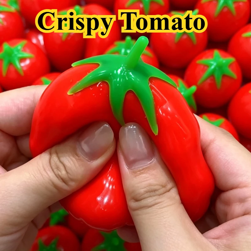 Tomato Ball Squishy Tomato Stress Ball Fidget Toy Crunchy Squeeze Ball Round Blocks Filled ASMR Anti Stress Toys for Adults