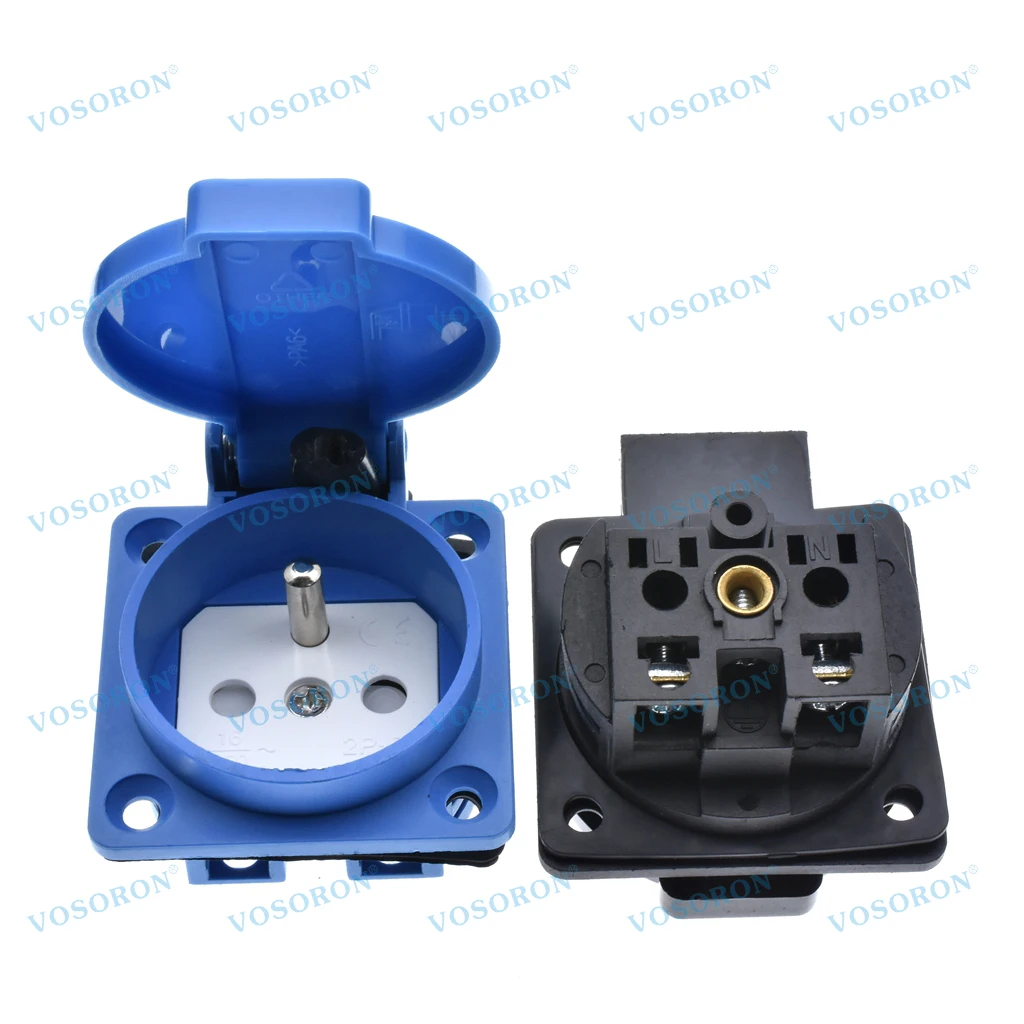 

16A Французская водонепроницаемая розетка IP44 Промышленная бытовая розетка переменного тока Пылезащитная розетка Медный контактный корпус Генератор 250 В