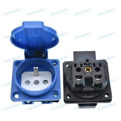16A French Waterproof Socket IP44 Industrial Household AC Power Dustproof Outlet Copper Contact Body Generator 250V