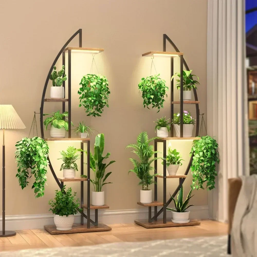 Plant Stand Indoor with Grow Lights, 6 Tiered Tall Plant Shelf, 63