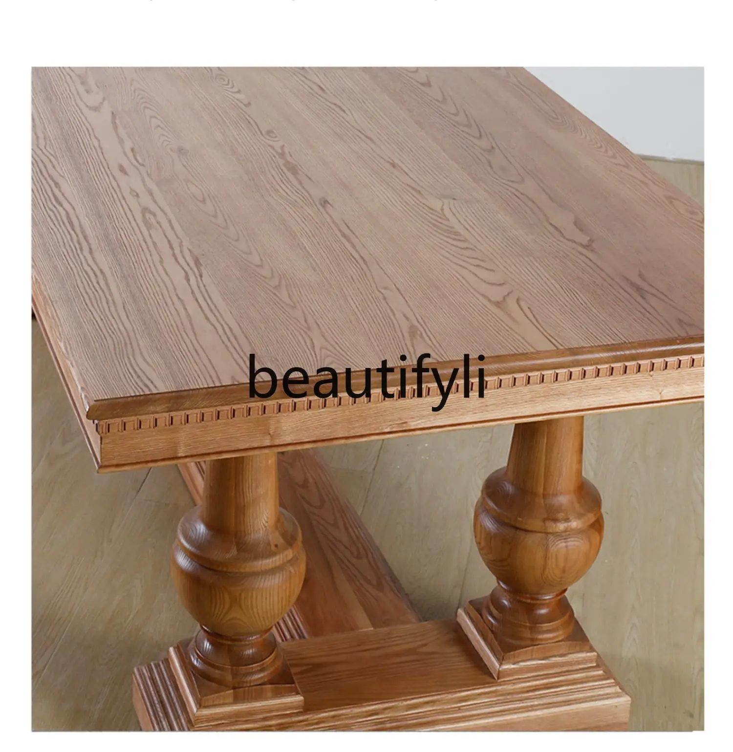 Q132 American old solid wood dining table retro conference desk French light luxury workbench