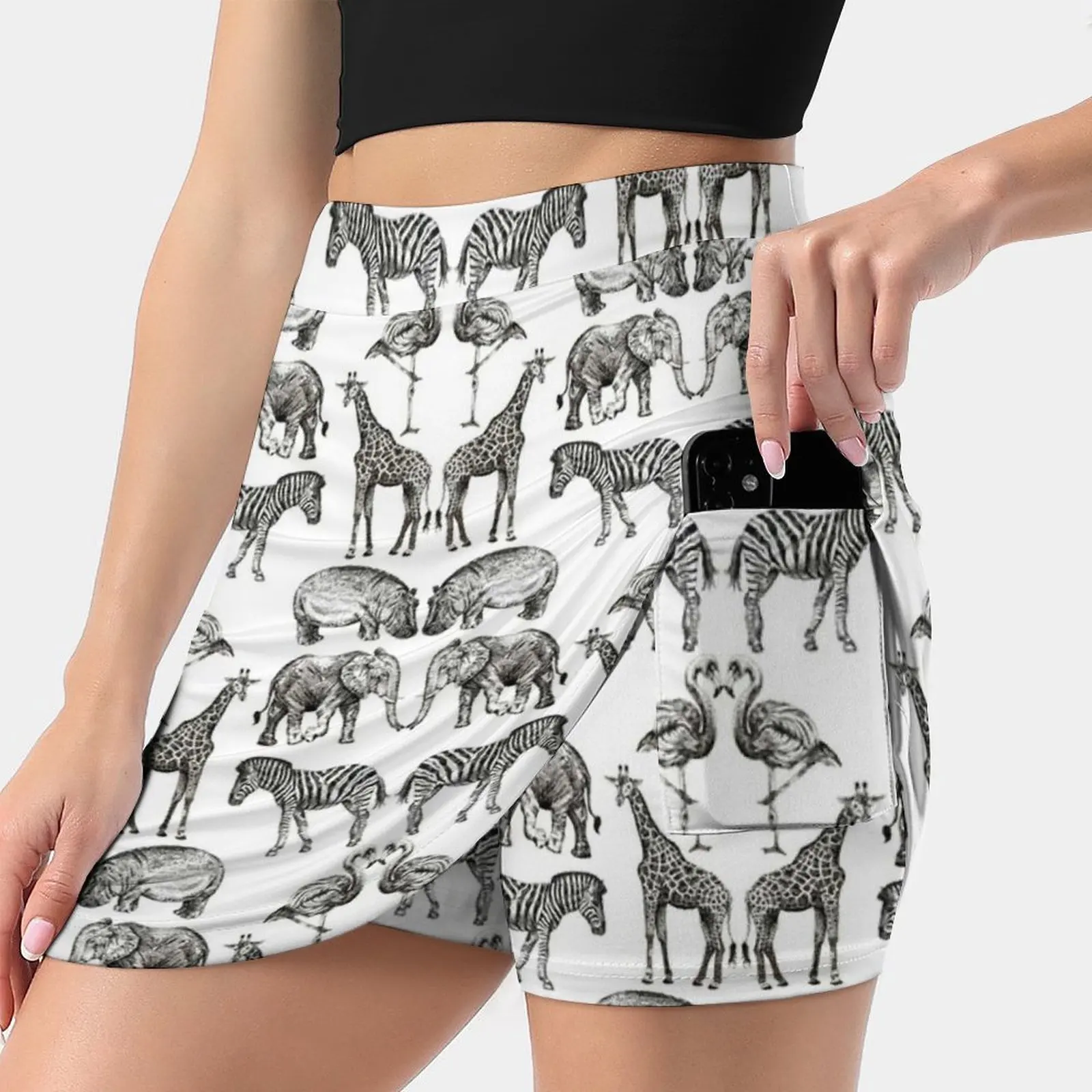 

Couples On Safari Skirts Woman Fashion 2022 Pant Skirt Mini Skirts Office Short Skirt Animals Pattern Safari Hippo Giraffe