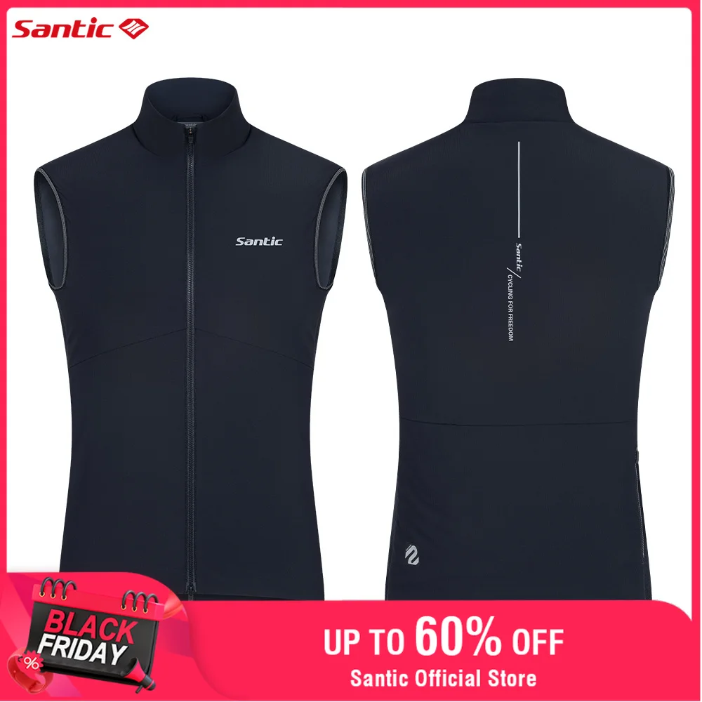 

Santic Cycling Vests Windproof Riding Jackets Moisture Wicking and Sweat Wicking Insulated Full Zipper with Pockets