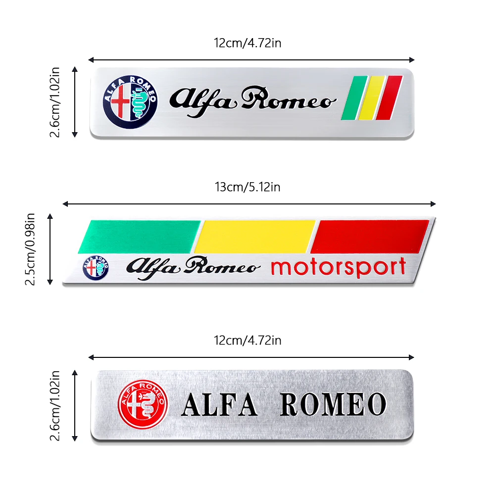 1pc 3D Aluminum Car Body Badge Decor Sticker For Alfa Romeo motorsport Mali Giulietta GT 159 147 156 Mito Giulia F1 Accessories