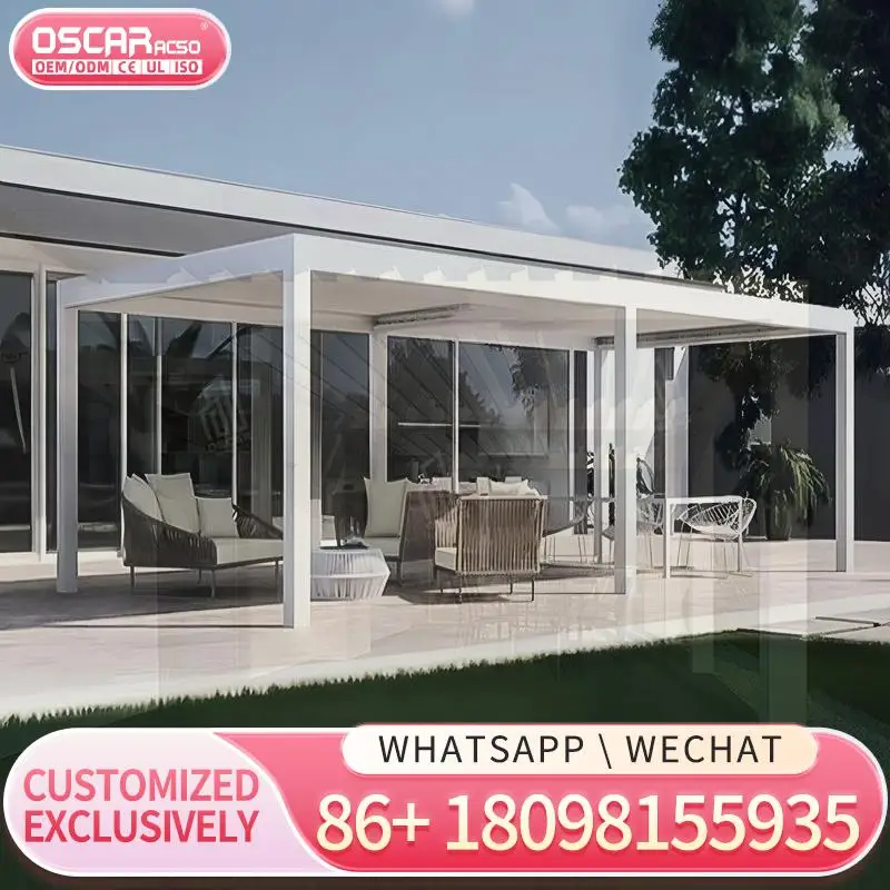 

Современный уличный водонепроницаемый алюминиевый жалюзи для сада и заднего двора, идеально подходит для барбекю и расслабляющей беседки