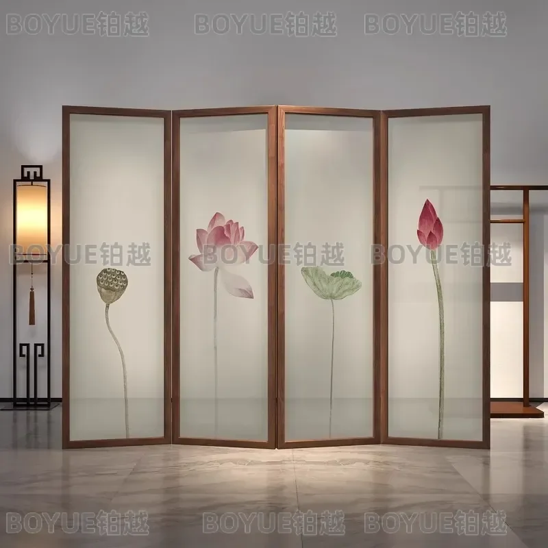 for New Chinese Style Folding Screen Solid Wood Mobile Partition for Living Room Office Hotel Entrance Simple Modern Room