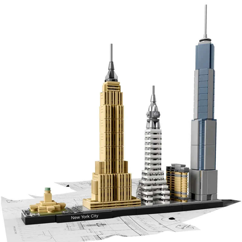 598 قطعة خبير إبداعي عرض الشارع نيويورك نموذج العمارة أفق المدينة البناء اللبنات مجموعة ألعاب هدايا للطفل