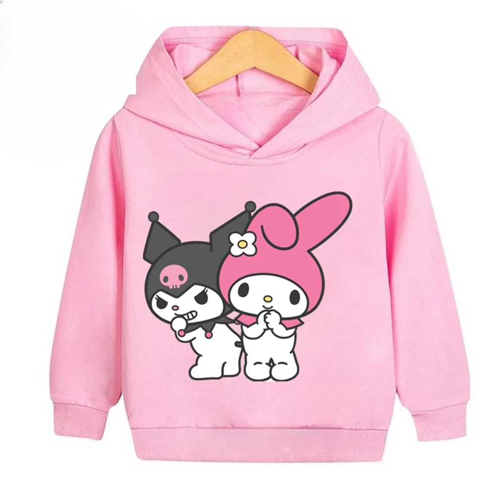 Spring Autumn Kawaii Kuromi Hoodies 2-13 Years Children Cartoon Anime Graphic Kids Boys Long Sleeve Harajuku Sweatshirt