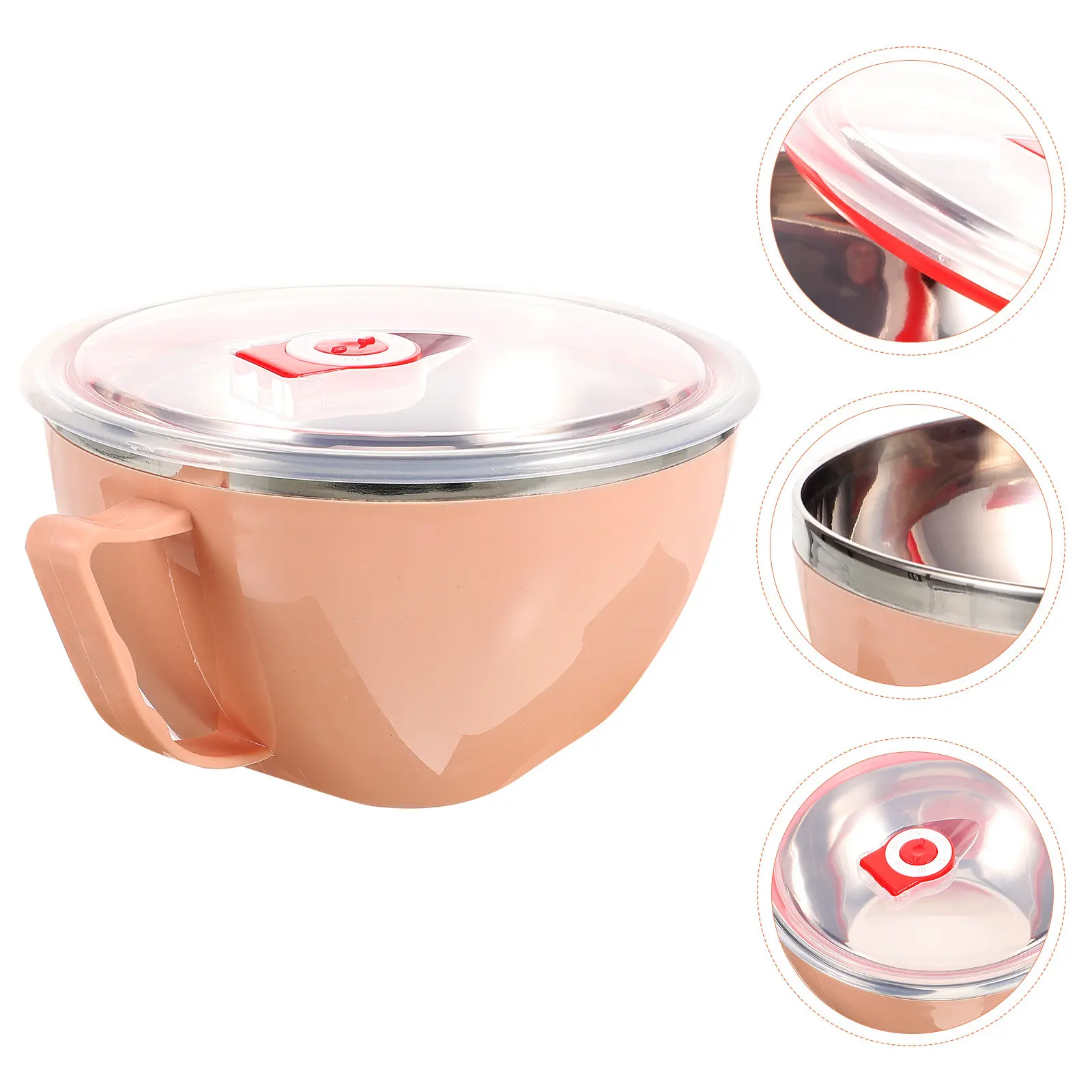 Insulated Stainless Steel Noodle Soup Bowl Lid Handle Design for Pasta Rice Cereal Salad Mixing Portable Lunch