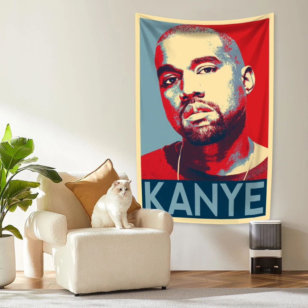 USA Rap Singer Kanye West Wall Decor Hanging Tapestries Music Star Poster Bedroom Or Living Room Backdrop Sofa Blanket