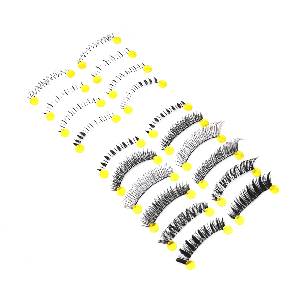 

Eyelash Mix Match Set False Lashes Natural Cross Transparent Stem Reusable Handmade Thick Glamorous Bright Attractive