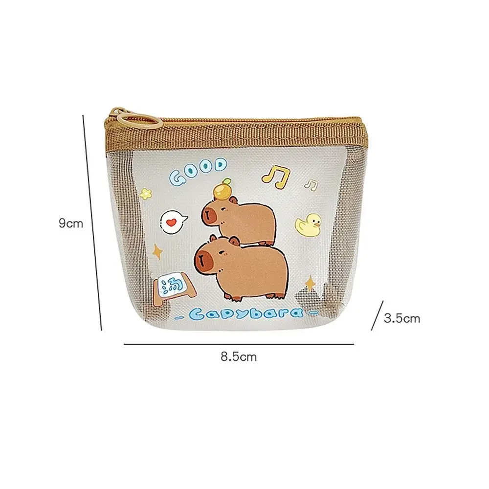 Fashion Capybara Rabbit Panda Coin Wallet Mesh Cartoon Anime Mini Wallet Earphone Storage Bags for Student Girls