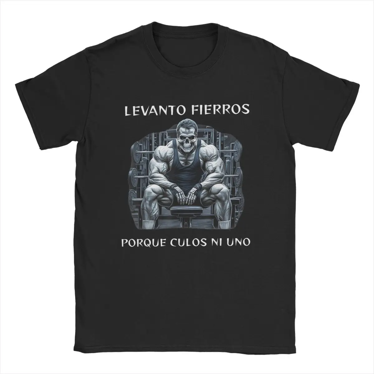 Levanto Fierros Porque Culos Ni Uno T Shirts Men's Cotton Vintage T-Shirt Crewneck Funny Skull Tee Short Sleeve Clothing Unique