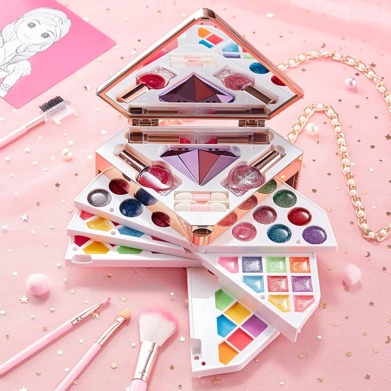 Kosmetik-Make-up-Geschenkbox für Mädchen, Zuhause, Neujahrsgeschenk, Spielhaus mit ungiftigem Spielzeug, unverzichtbares Schönheitsset für zarte Mädchen