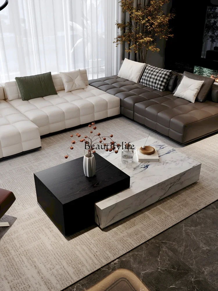 

04Marble coffee table living room new Italian light luxury large apartment high-end creative modern simple natural luxury stone