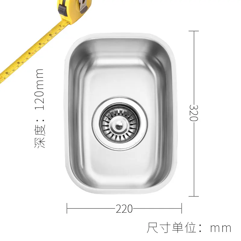 

304 Stainless Steel Sink Single Slot Small RV Mini Sink Brushed Bar Kitchen