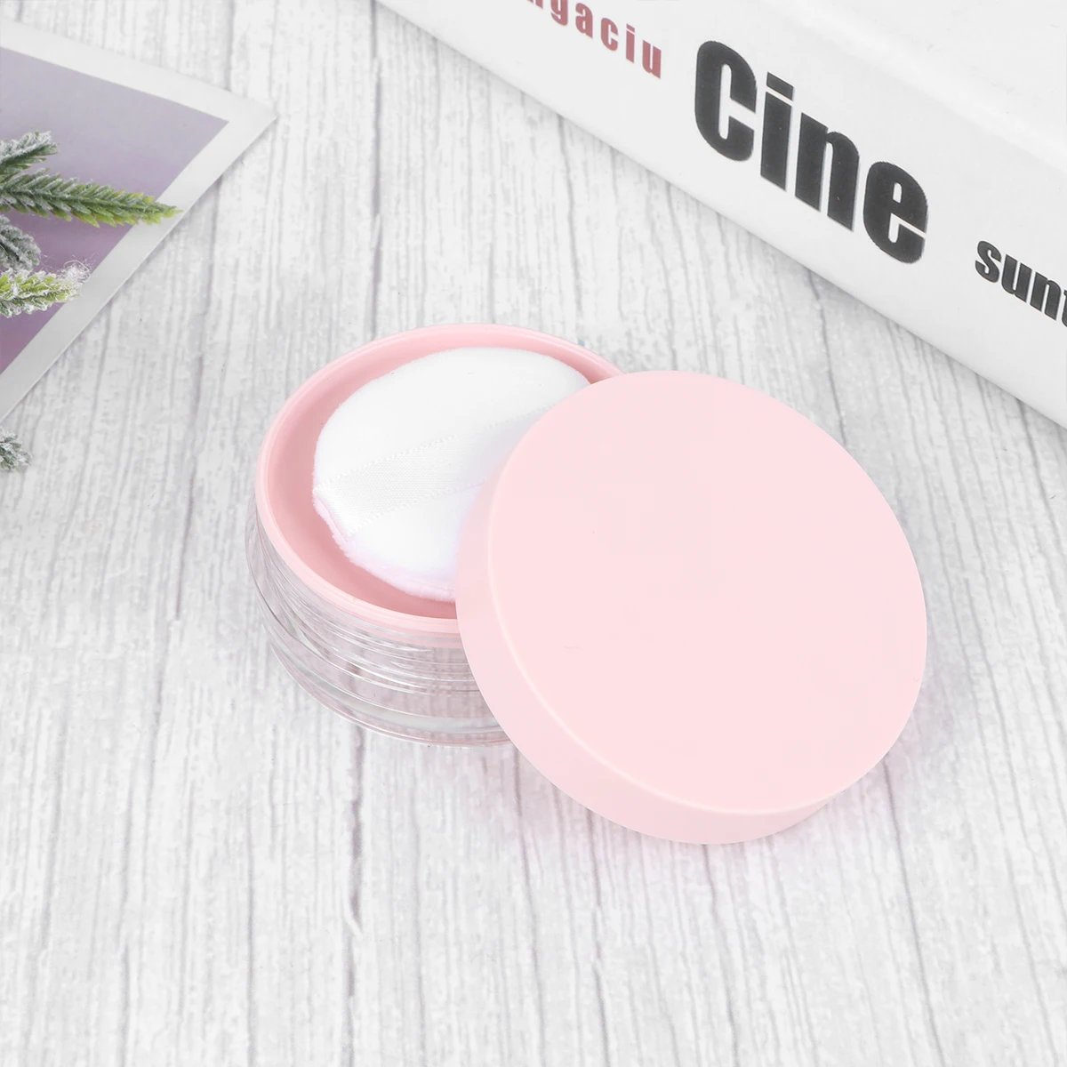 

2 Pcs Loose Powder Box Puff Empty Case Holder Makeup Container Packaging Material