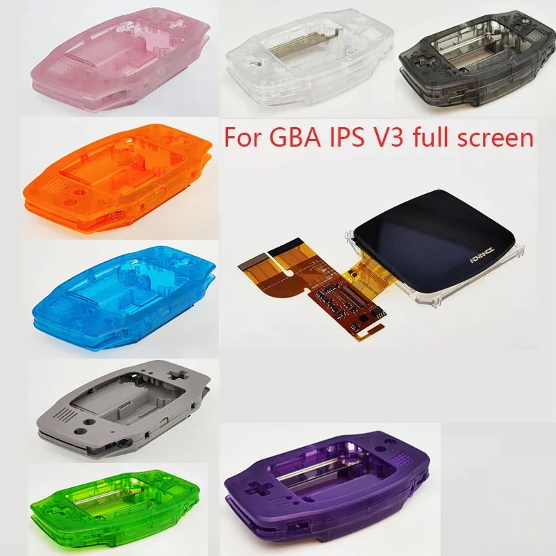 Full fit all-in-one screen V3 IPS GBA LCD screen 15 level high backlight,  for Gameboy Advance Console with pre cut shell