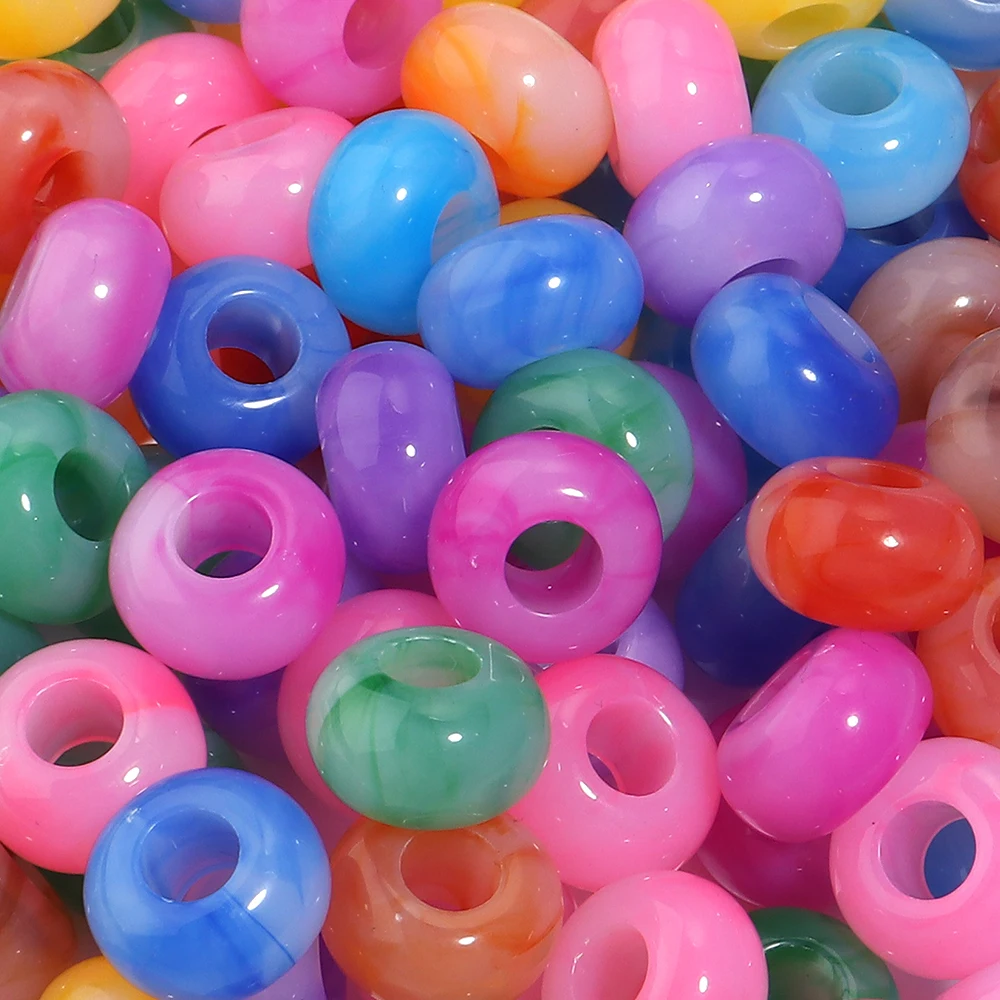 30 Stück 14mm Acryl-Perlen mit großem Loch, farbige lose Spacer-Perlen für DIY-Halsketten, Armbänder, Ohrringe und Schmuckherstellungszubehör – Detail 4