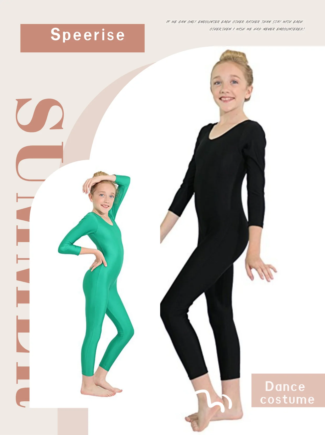 Children Long Sleeve Gymnastics Suit Scoop Neck Catsuit Full Body Leotard Ballet Unitards Girls Spandex Dance Halloween Jumpsuit