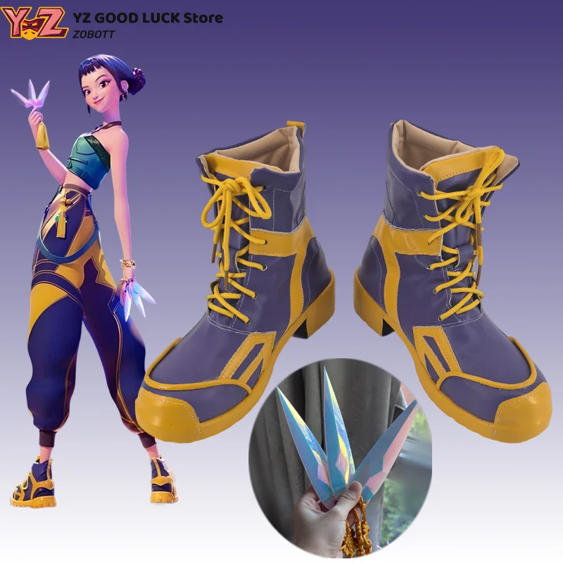 

KPop Demon Hunters Zoey Cosplay Shoes Anime Movie Huntrix Role Leather Boots Woman Halloween Comic Role-Playing Props