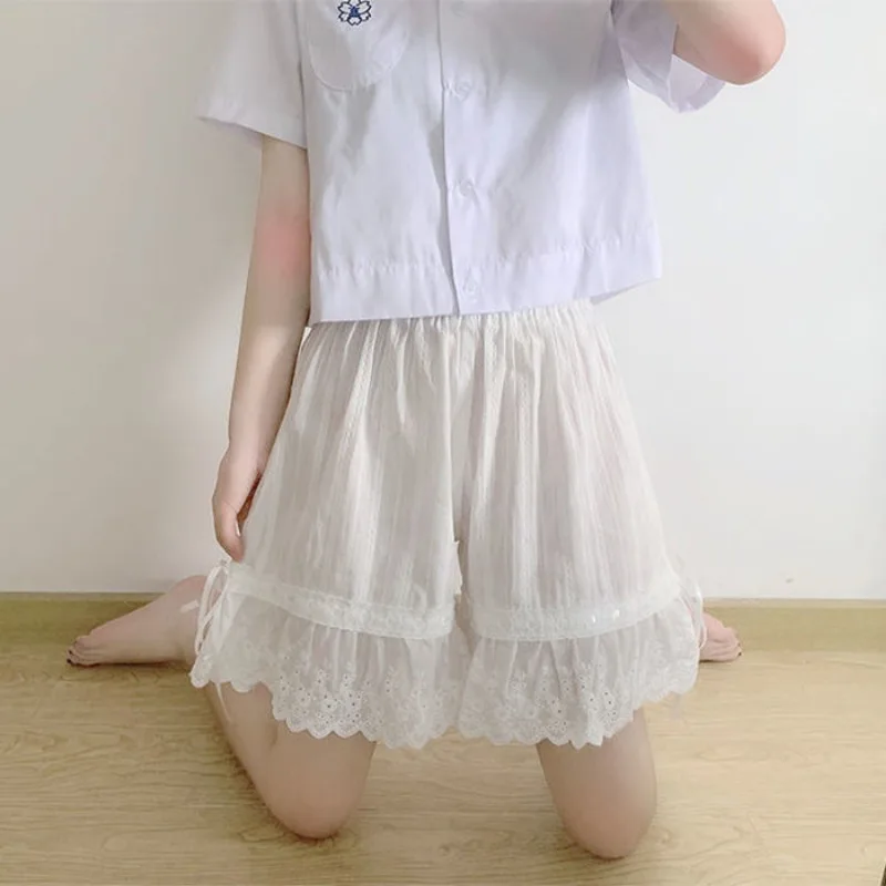 Y2k Lace White Bottoms Shorts Safety Pants Japanese Students Under Skirt Pants Lolita Mini Skirt Girls Shorts Boxers for Women