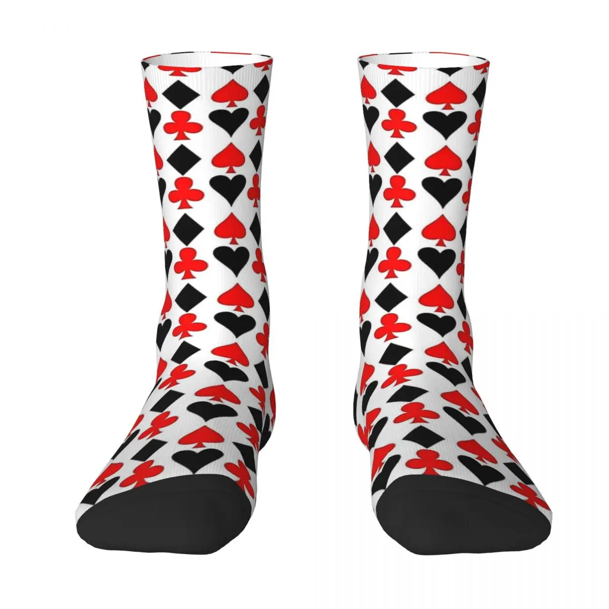 Calcetines con iconos de naipes, corazones, diamantes y clubes, medias de moda, calcetines antideslizantes de otoño para parejas, calcetines suaves para deportes al aire libre