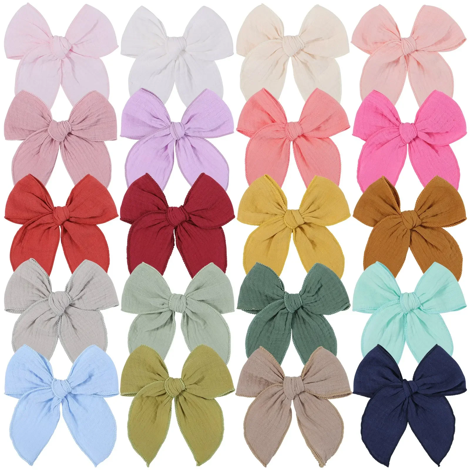 Lovely Baby Girls Candy Solid Color Bohemian Style Bow BB Hair Clips Headwear Children Cute Cotton Hairpins Hair Accessories