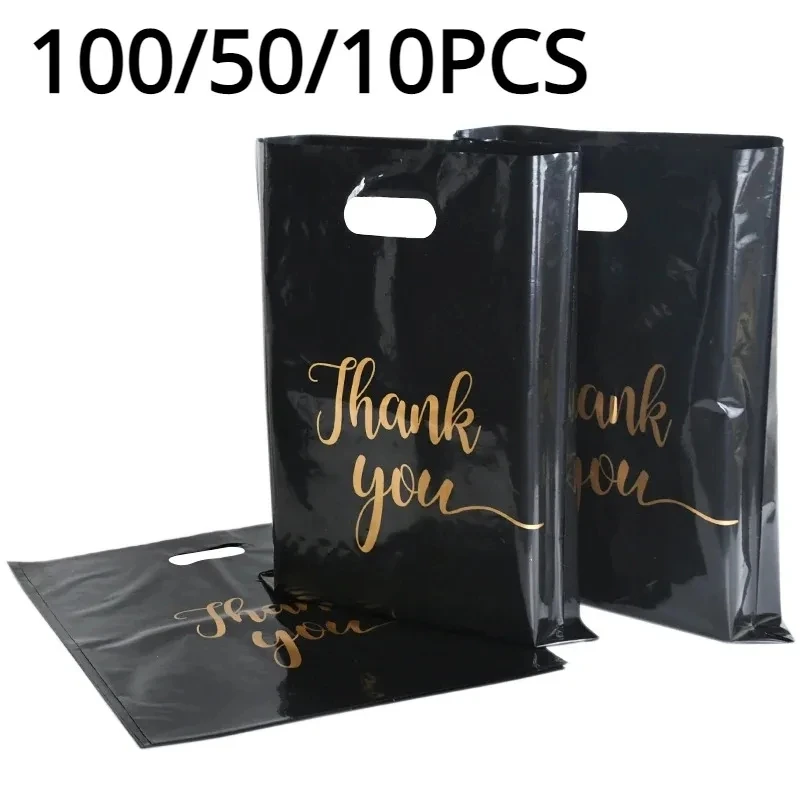 5/10/20pcs Thank You Bag Plastic Hand-held Gift Bag Hot Stamping Printing Birthday Party Shopping Candy Biscuit Packaging