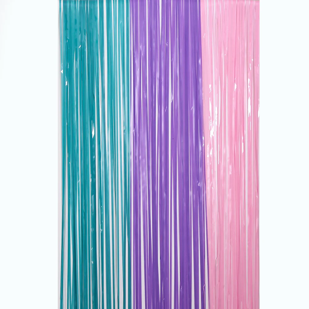 Girls Little Mermaid Theme Birthday Party Backdrop Decoration Tassel Pink Blue Purple Fringe Curtain Wedding Glitter Drape Decor