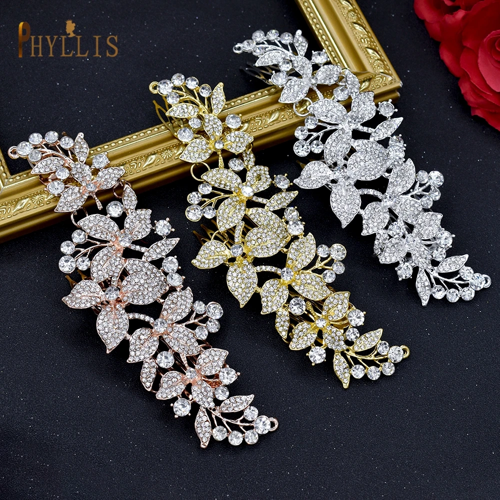 

A276 Luxury Wedding Headpiece for Women Tiara Bridal Comb Crystal Hair Accessories Alloy Flower Hair Clips Girl Hair Jewelry