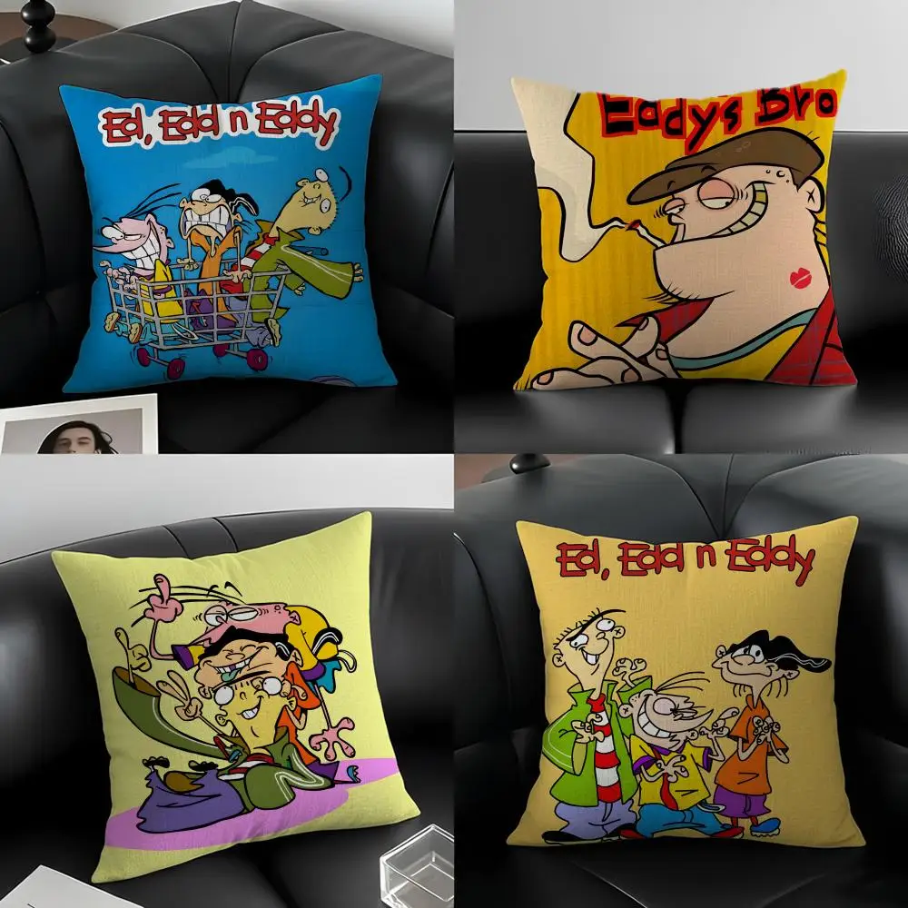 Cartoon E-Ed Edd N Eddy Cushion Cover Natural Linen Pillowcase Set, All-in-One Decor for Sofa, Bedroom & Chair
