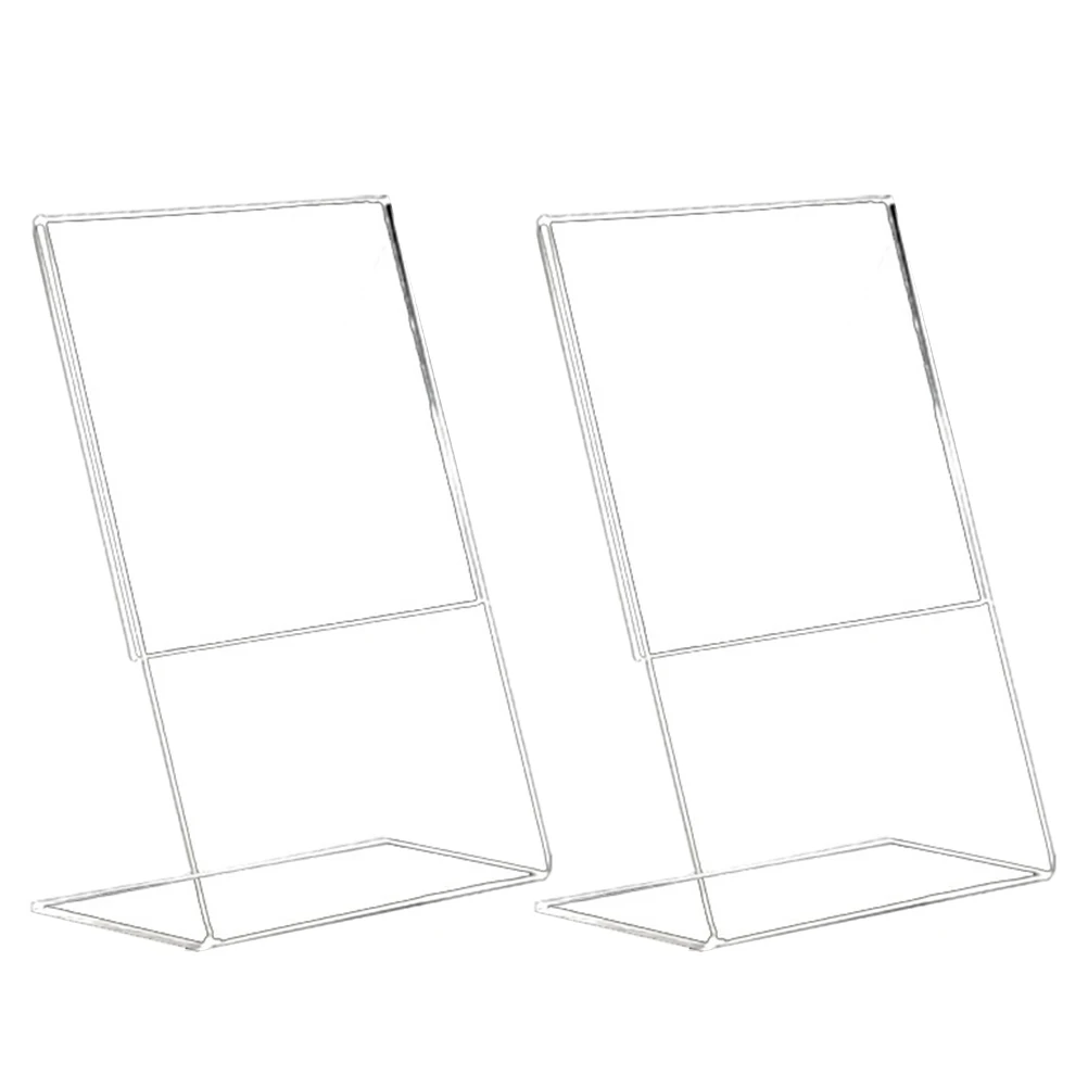 

2pcs Acrylic Display Board Stand Transparent Menu Holder Desk Sign Rack Tabletop Customizable Display Stand for Business Hall