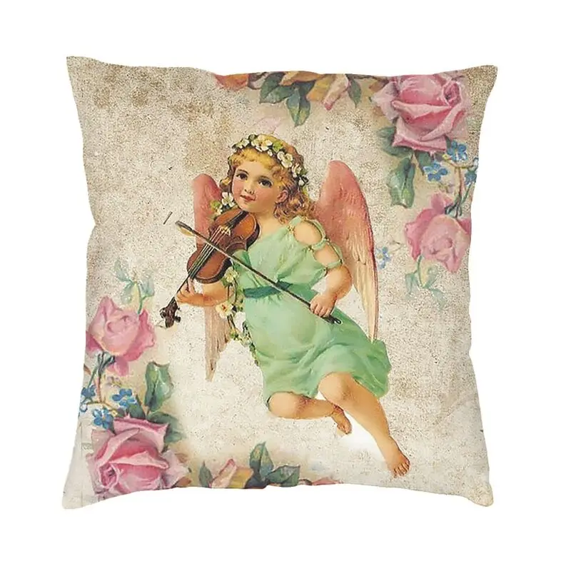 Victorian Angel Cushion Cover 45x45cm Decoration 3D Print Vintage Angel Throw Pillow Case for Sofa Double Side