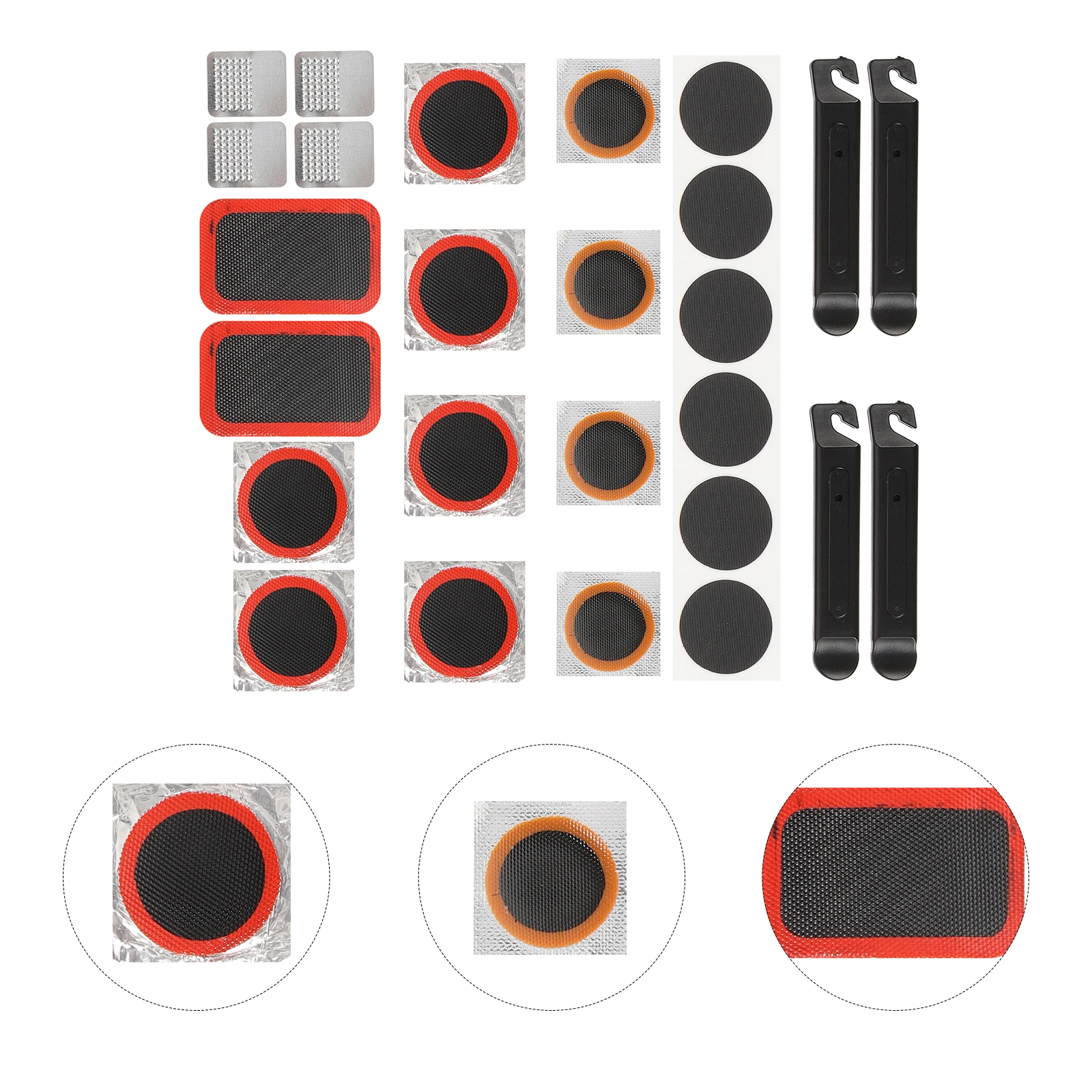 

1 set Bicycle Tire Repair Tool Set 10 Self Adhesive Patches No Glue Portable Bike Patch Kit for Mountain Road Bikes Tire Levers