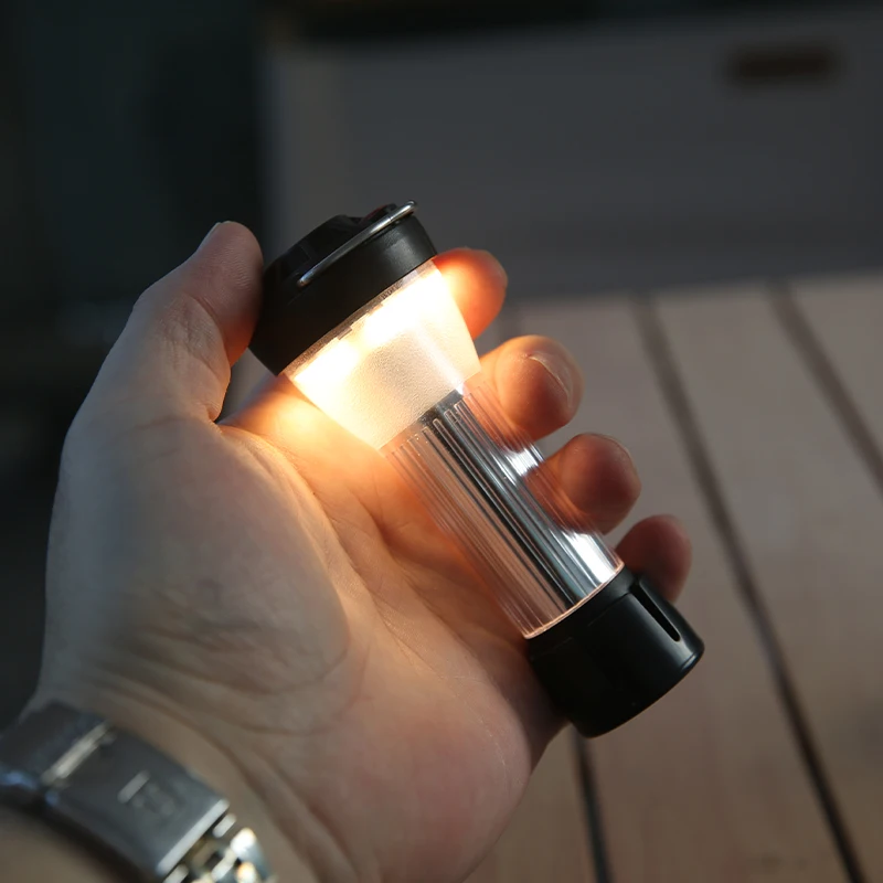 فانوس تخييم مع حامل ثلاثي قابل لتعتيم قابل لإعادة الشحن LED ضوء خيمة تخييم محمول مصباح تخييم صغير ضوء دافئ فانوس خيمة - 2