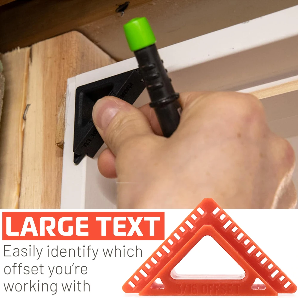 L'outil de révélation de boîtier de porte et de fenêtre en plastique moulé de 4 couleurs fournit des offs de 3/16" et 1/4" et une écart de 1/8"