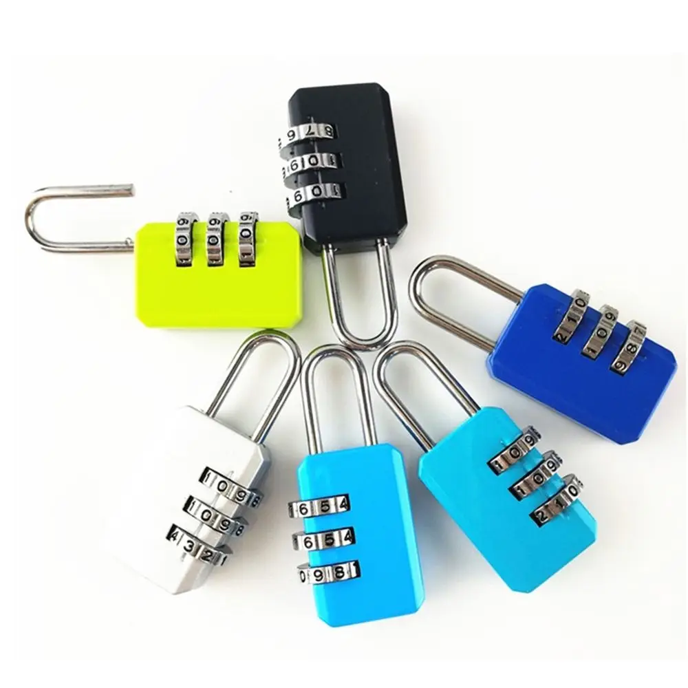 3 Digit Password Lock Dormitory Mini Cabinet Lock Portable Travel Backpack Zipper Lock Security Luggage Padlock Code Lock