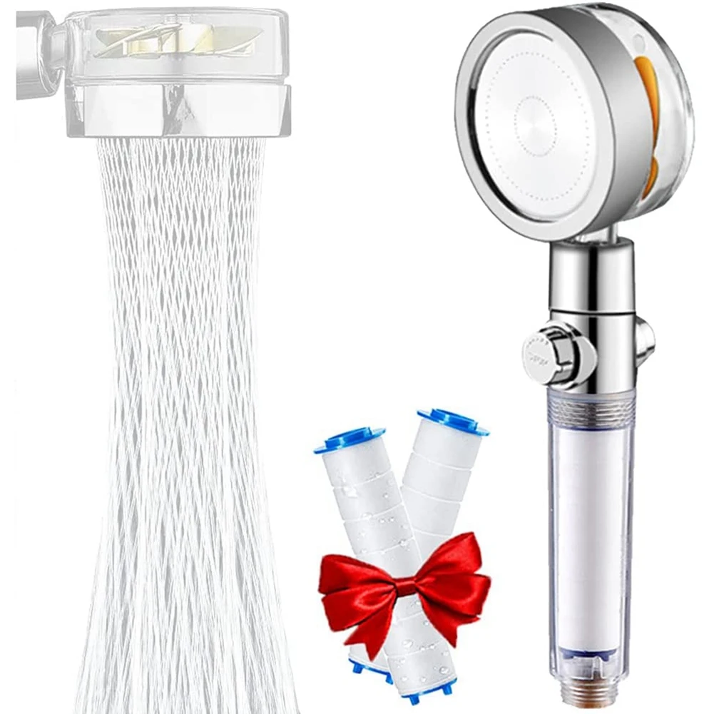 Hand Shower, Anti-Limescale Water Saving Shower Head, High Pressure Propeller Shower Head, Three-Stage Filter System