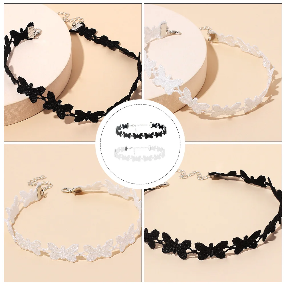 

2Pcs Butterfly Choker Necklaces Fashion Jewelry Gifts Friends Family Delicate Sweater Collarbone Accessories Necklace