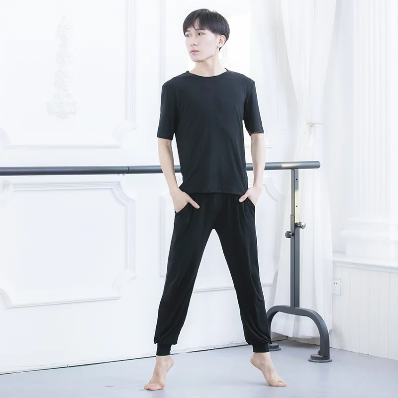 남자 댄스 연습복 바지 남성 바디 트레이닝 라틴 요가 댄스 라디쉬 팬츠 남성 루즈핏 모달