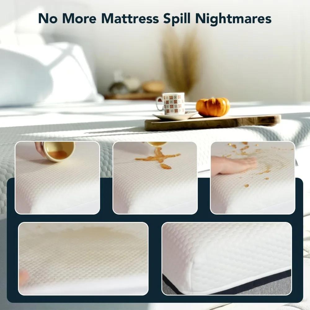 غطاء مرتبة كوين مقاوم للماء - ناعم جدًا، مقاوم للبقع، واقي قابل للغسل في الغسالة للمرتبة #4