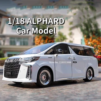 Große 1/18 Alphard Legierung Autos Modell Spielzeug Tür Geöffnet Simulation MPV Auto Spielzeug mit Sound und Licht Zurückziehen Fahrzeug für Jungen Geschenke
