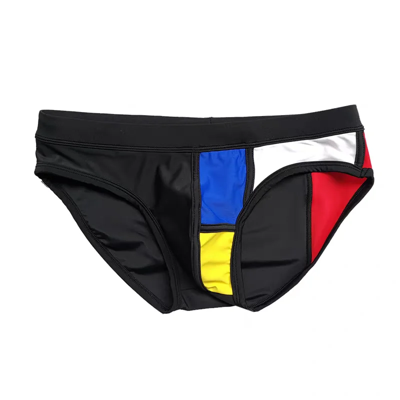 Men's multi-color splicing craft boxer swimsuit four-corner swimsuit beach shorts close-fitting three-dimensional swimsuit men