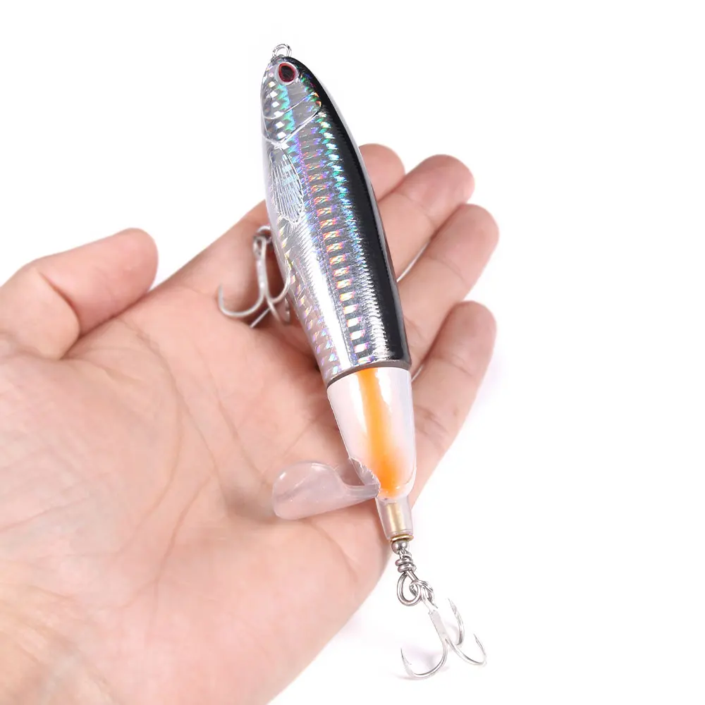 1 قطعة توبواتر بوبر المروحة توبواتر الصيد السحر الطعم الاصطناعي الصلب كرانكبيت المتذبذب الدورية الذيل صيد السمك