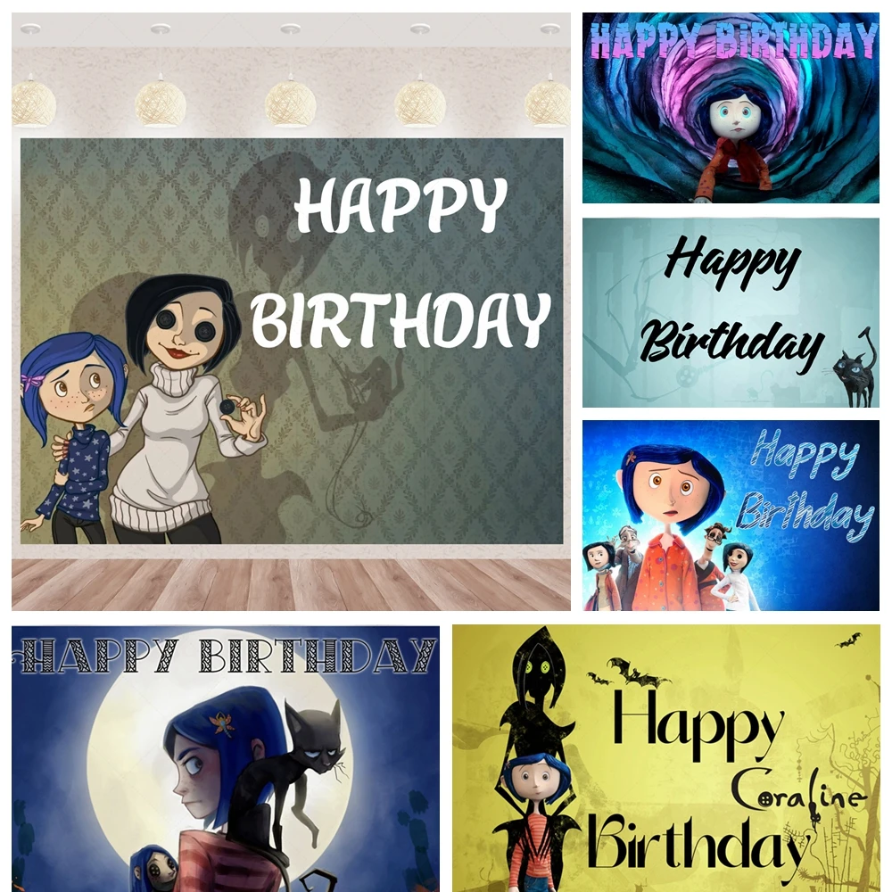 

Coraline & The Secret Door Backdrop Kids Birthday Party Photography Background Green Forest Monkey Duck Baby Shower Photo Banner