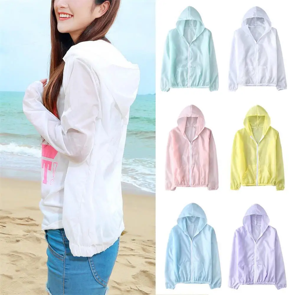 Summer Sunscreen Clothing Women's Solid Color Ultra-thin Breathable Quick-drying Outdoor Ice Silk Sunscreen Clothing Men Women