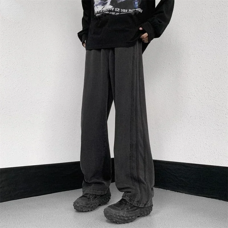 PantsWide Leg Pants Men Sweatpants Male Loose Casual Jeans 2024 Spring Men Vintage All-match Korean Fashion Denim Trousers