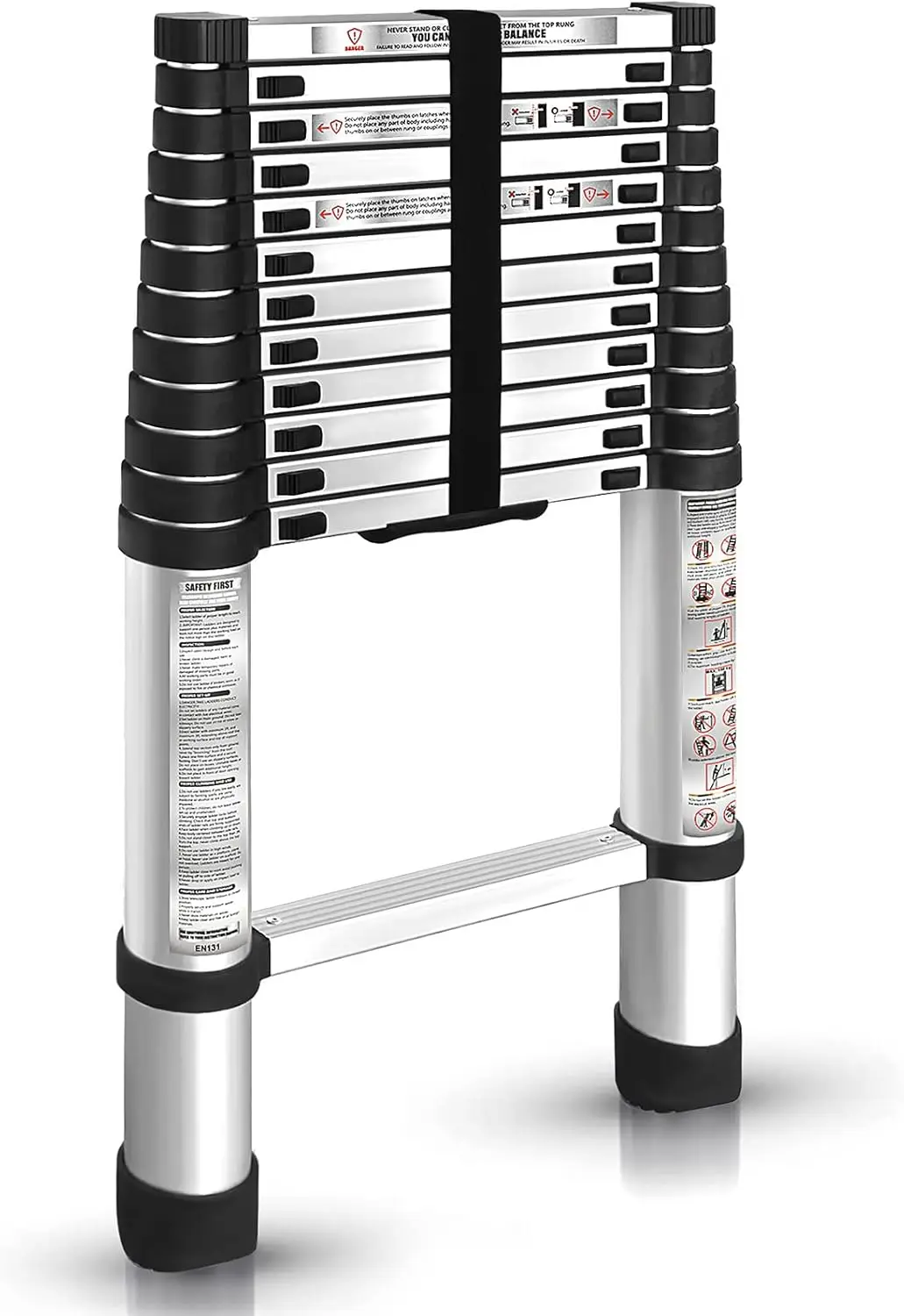 

12.5FT / 3.8M Aluminum Telescopic Ladder Folding Step Inward Sliding Retraction Extension Multi-Use Non-Slip Collapsible