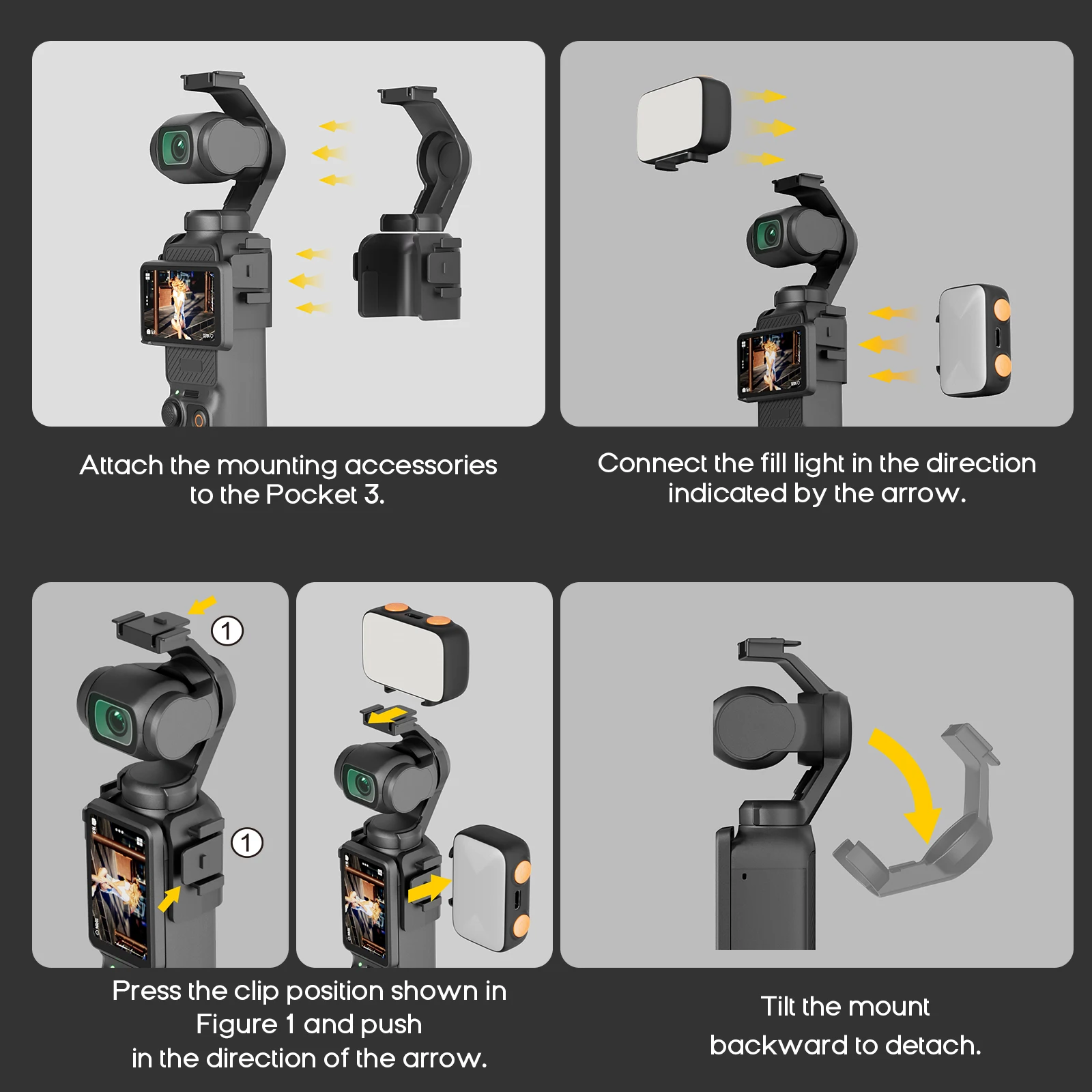 ضوء ملء Led لـ DJI OSMO Pocket 3 ملحقات إضاءة التصوير الفوتوغرافي 800 مللي أمبير في الساعة ضوء التصوير المحمول القابل لإعادة الشحن